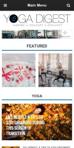 스폰서 기사용 미국 매체 Yoga Digest 사이트 미리보기