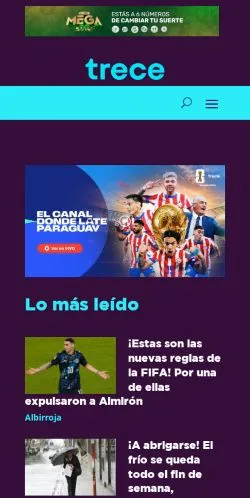 スポンサード記事向けのスペインメディア、Treceのサイトプレビュー