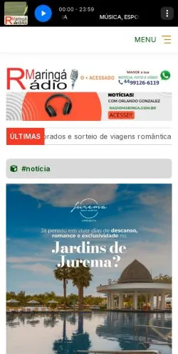 Anteprima del sito Rádio Maringá, media di Brasile per articoli sponsorizzati