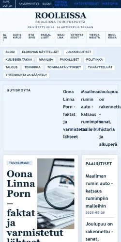 Anteprima del sito Rooleissa, media di Finlandia per articoli sponsorizzati