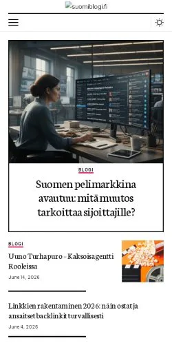 Anteprima del sito Suomiblogi, media di Finlandia per articoli sponsorizzati