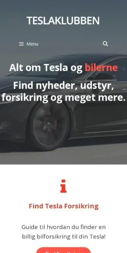 Anteprima del sito Tesla Klubben, media di Danimarca per articoli sponsorizzati