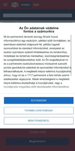 스폰서 기사용 헝가리 매체 Eurobarca 사이트 미리보기