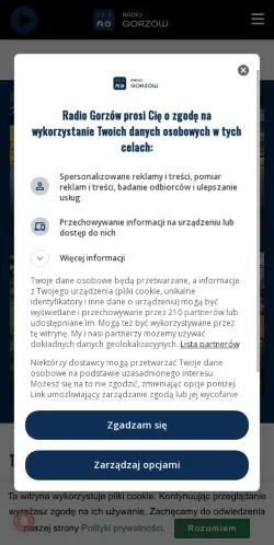 Podgląd witryny Radio Gorzów, medium z kraju Polska do artykułów sponsorowanych