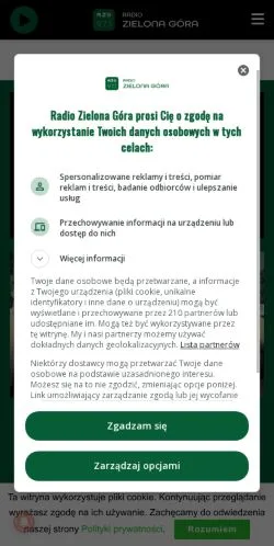스폰서 기사용 폴란드 매체 Radio Zielona Góra 사이트 미리보기