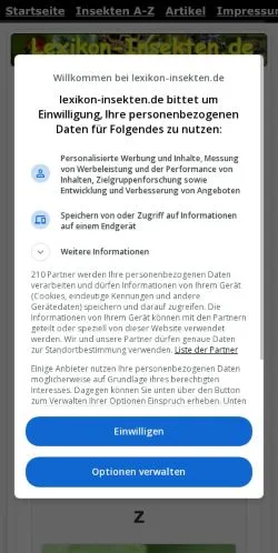 Anteprima del sito Lexikon Insekten, media di Germania per articoli sponsorizzati