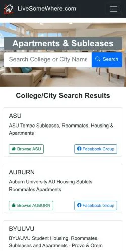 Forhåndsvisning av nettstedet LiveSomewhere, medium fra USA for sponsede artikler