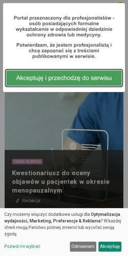 Voorbeeld van de site Forum Położnictwa I Ginekologii, medium uit Polen voor gesponsorde artikelen