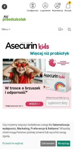 Anteprima del sito MojPrzedszkolak, media di Polonia per articoli sponsorizzati