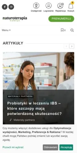 스폰서 기사용 폴란드 매체 Naturoterapia w Praktyce 사이트 미리보기