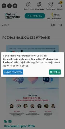 スポンサード記事向けのポーランドメディア、Magazyn Online Marketingのサイトプレビュー