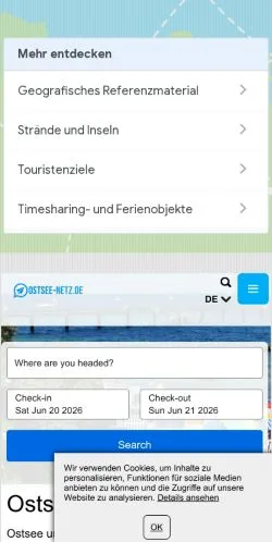 Podgląd witryny Ostsee-Netz, medium z kraju Niemcy do artykułów sponsorowanych