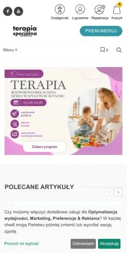 Anteprima del sito Terapia Specjalna Dzieci i Dorosłych, media di Polonia per articoli sponsorizzati
