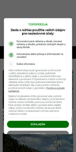 Podgląd witryny TOPSPEED, medium z kraju Słowacja do artykułów sponsorowanych
