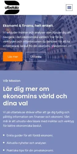 Anteprima del sito Utbetala, media di Svezia per articoli sponsorizzati