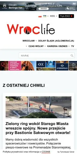 Anteprima del sito wroclife.pl, media di Polonia per articoli sponsorizzati