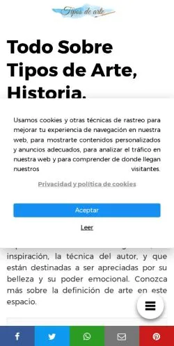 Pré-visualização do site Tipos De Arte, meio de Espanha para artigos patrocinados
