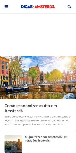 Pré-visualização do site Dicas de Amsterdã, meio de Brasil para artigos patrocinados