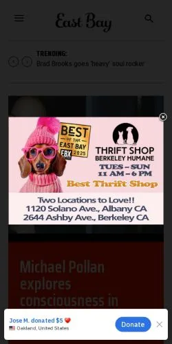 Anteprima del sito East Bay Magazine, media di Stati Uniti per articoli sponsorizzati
