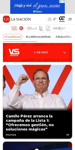 Pré-visualização do site La Nación Paraguay, meio de Espanha para artigos patrocinados