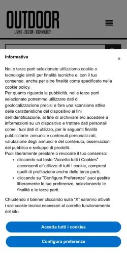 Anteprima del sito The Outdoor Mag, media di Italia per articoli sponsorizzati
