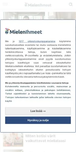 Anteprima del sito Mielen Ihmeet, media di Finlandia per articoli sponsorizzati