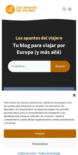 Vista previa del sitio Los Apuntes Del Viajero, medio de España para artículos patrocinados