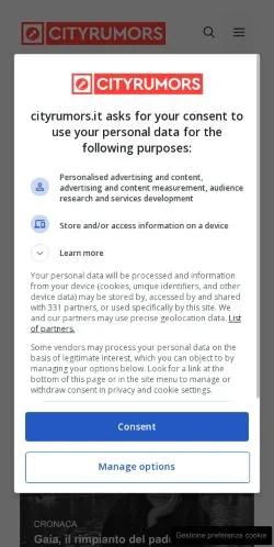 Anteprima del sito Cityrumors, media di Italia per articoli sponsorizzati