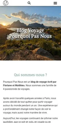 스폰서 기사용 프랑스 매체 Blog voyage Pourquoi Pas Nous 사이트 미리보기