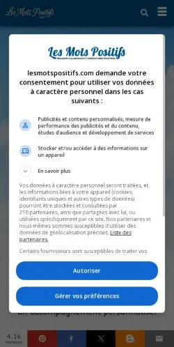 Anteprima del sito Les Mots Positifs, media di Francia per articoli sponsorizzati