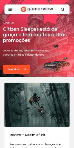 Vista previa del sitio Gamerview, medio de Brasil para artículos patrocinados
