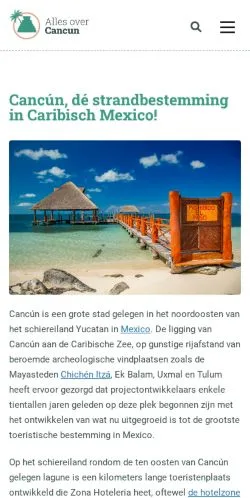 Podgląd witryny Alles Over Cancun, medium z kraju Holandia do artykułów sponsorowanych
