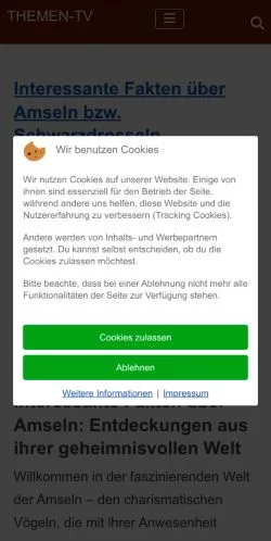 Anteprima del sito Themen-TV, media di Germania per articoli sponsorizzati