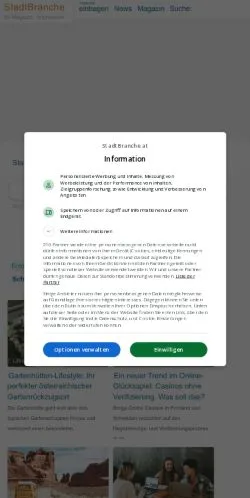 Podgląd witryny StadtBranche, medium z kraju Austria do artykułów sponsorowanych