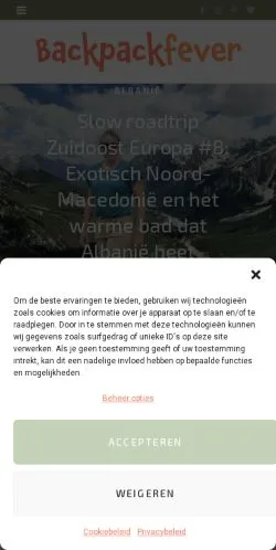 Forhåndsvisning av nettstedet Backpackfever, medium fra Nederland for sponsede artikler