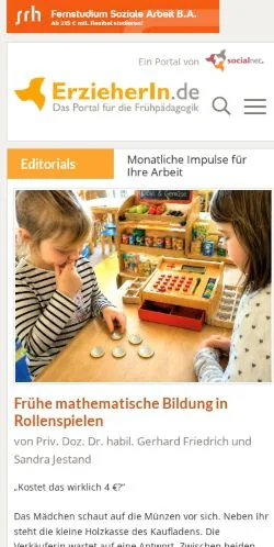 Anteprima del sito ErzieherIn, media di Germania per articoli sponsorizzati