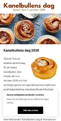 Anteprima del sito Kanelbullens Dag, media di Svezia per articoli sponsorizzati