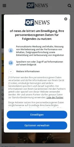 Anteprima del sito Offenbach News, media di Germania per articoli sponsorizzati