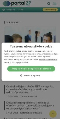 스폰서 기사용 폴란드 매체 Portal Zamówienia Publiczne 사이트 미리보기