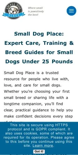 Anteprima del sito Small Dog Place, media di Stati Uniti per articoli sponsorizzati