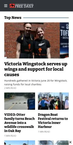 Podgląd witryny Vancouver Island Free Daily, medium z kraju Stany Zjednoczone do artykułów sponsorowanych