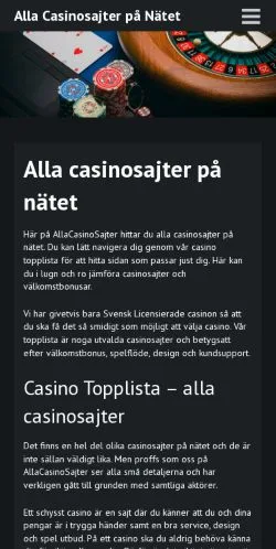 스폰서 기사용 스웨덴 매체 Alla Casinosajter 사이트 미리보기