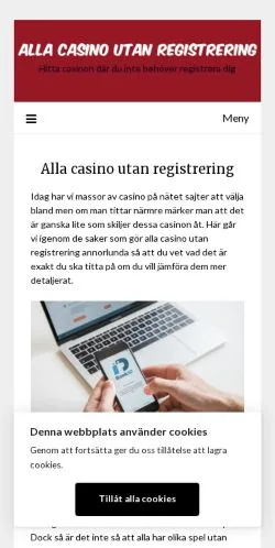 Anteprima del sito Alla Casinon Utan Registrering, media di Svezia per articoli sponsorizzati