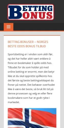 Anteprima del sito Betting Bonus, media di Norvegia per articoli sponsorizzati