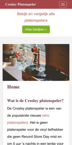 Vista previa del sitio Crosley Platenspeler, medio de Países Bajos para artículos patrocinados