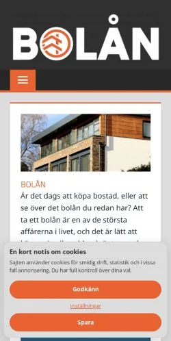 Anteprima del sito Bolånsguiden, media di Svezia per articoli sponsorizzati