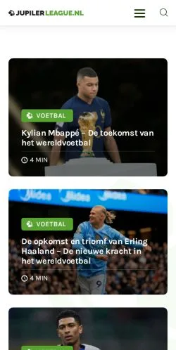 Anteprima del sito Jupiler Sport, media di Paesi Bassi per articoli sponsorizzati