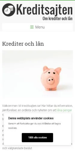 Anteprima del sito Kreditsajten, media di Svezia per articoli sponsorizzati