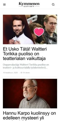 Anteprima del sito Kymmenen Uutiset, media di Finlandia per articoli sponsorizzati