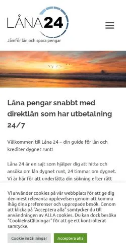 Anteprima del sito Låna24, media di Svezia per articoli sponsorizzati